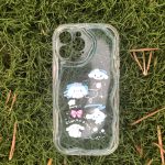Silicone back cover with cartoon design compatible with iPhone 13 Pro Max clear