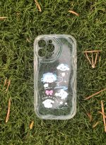 Silicone back cover with cartoon design compatible with iPhone 13 Pro Max clear