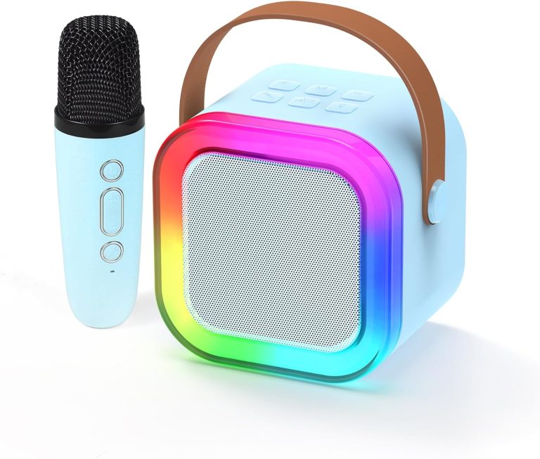 Kids Karaoke Machine With Wireless Microphones - Portable Bluetooth Speaker With LED Lights