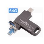 i-flash 4 in 1 TYPE-C for Mobile Phone USB Flash Drive for iphone ipad 64GB Memory Stick - black