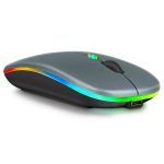 Zero Rechargeable Wireless Bluetooth mouse with RGB light , long life stable USB transmission distance of 10m - Grey