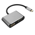Zero USB C to HDMI VGA Adapter, 4-in-1 Type C Hub with USB C Charging, HDMI & VGA Dual Output, USB 3.0 Port for Samsung S9/S8, MacBook, Nintendo Switch, Surface Book - Silver - Image 3