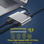 Zero USB C to HDMI VGA Adapter, 4-in-1 Type C Hub with USB C Charging, HDMI & VGA Dual Output, USB 3.0 Port for Samsung S9/S8, MacBook, Nintendo Switch, Surface Book - Silver - Image 4