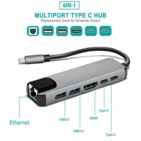 Zero USB Type C Dock station 6 in 1 Type C USB C Hub 4K HDMI RJ45 Adapter Dongle 3.0 Port