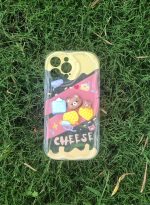 Silicone back cover with cartoon design compatible with iPhone 13 clear