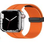 42mm-44mm-45mm-49mm Apple Watch Band Magnetic Band D-buckle Silicone Sport Strap Replacement Wrist Band for Apple Series 8/ultra/7/SE/6/5/4/3/2/1,Women men iWatch Bands Orange