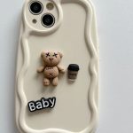 3D Coffeeholic Cute Bear, Bunny &Puppy Anti-drop Phone Case For Iphone 15 Cute Soft Cover