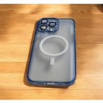 Generic Magnetic Matte Clear Case,Luxury Plating Bling Transparent Shockproof MagSafe Case with Full Camera Lens Protector for iPhone 14 Pro Max - Blue
