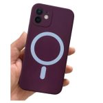 Silicone back cover MagSafe compatible with iPhone 12 pro max Purple