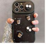 Nicely designed iPhone 14 pro back cover with 3D black molds with soft push and pull