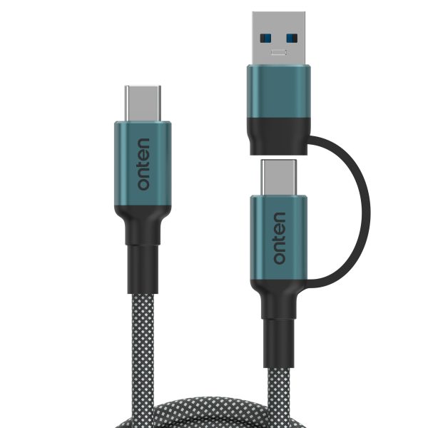 ONTEN OTN-CC205 2 in 1 USB Type C & USB Type C to Type A Cable Length 2m 65W 10Gbps Data Transfer Speed