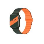 Generic Silicone Loop Magnetic strap For Apple watch band 44mm 40mm 45mm 49mm 41mm 42 46mm Bracelet iWatch series 8 SE 6 7 Ultra 2 9 10 - Army & Orange