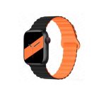 Generic Silicone Loop Magnetic strap For Apple watch band 44mm 40mm 45mm 49mm 41mm 42 46mm Bracelet iWatch series 8 SE 6 7 Ultra 2 9 10 - Black & Orange