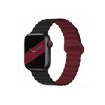 Silicone Loop Magnetic strap For Apple watch band 44mm 40mm 45mm 49mm 41mm 42 46mm Bracelet iWatch series 8 SE 6 7 Ultra 2 9 10 - Black & Wine Red