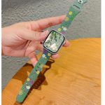 Engraved Floral silm Silicone Strap for Apple Watch Ultra Band 49mm 46mm 45mm 40mm 41mm Bracelet Fashion IWatch Series 10 9 8 7 - Green