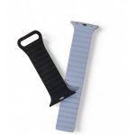 Silicone Loop Magnetic strap For Apple watch band 44mm 40mm 45mm 49mm 41mm 42 46mm Bracelet iWatch series 8 SE 6 7 Ultra 2 9 10 - Light Blue & Black