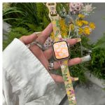 Engraved Floral silm Silicone Strap for Apple Watch Ultra Band 49mm 46mm 45mm 40mm 41mm Bracelet Fashion IWatch Series 10 9 8 7 - Beige