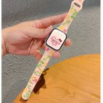 Engraved Floral silm Silicone Strap for Apple Watch Ultra Band 49mm 46mm 45mm 40mm 41mm Bracelet Fashion IWatch Series 10 9 8 7 - Pink