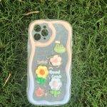 Silicone back cover with cartoon design compatible with iPhone 11 pro max clear