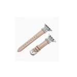 luxury diamond pearl leather suitable for Apple watch strap - Beige