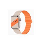 Silicone Loop Magnetic strap For Apple watch band 44mm 40mm 45mm 49mm 41mm 42 46mm Bracelet iWatch series 8 SE 6 7 Ultra 2 9 10 - White & Orange