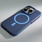 Corrugated Magsafe magnetic charging suitable for 16 Apple 16ProMax mobile phone case grating iPhone16Pro skin-feeling matte – Dark Blue