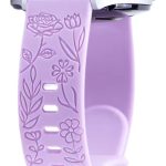 Flower Engraved Bands for Apple Watch 42mm 44mm 45mm 46mm 49mm, New Fashion Sport Strap Replacement Wristbands for iWatch Series