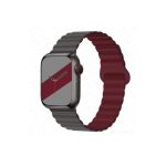 Silicone Loop Magnetic strap For Apple watch band 44mm 40mm 45mm 49mm 41mm 42 46mm Bracelet iWatch series 8 SE 6 7 Ultra 2 9 10 - Grey & WIne Red