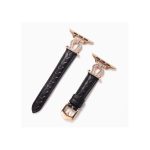 U-shaped buckle woven leather strap for Apple Watch - Black