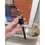 U-shaped buckle woven leather strap for Apple Watch - Dark Brown