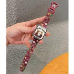 Engraved Floral silm Silicone Strap for Apple Watch Ultra Band 49mm 46mm 45mm 40mm 41mm Bracelet Fashion IWatch Series 10 9 8 7 - RED