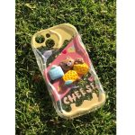 Silicone back cover with cartoon design compatible with iPhone 14 clear