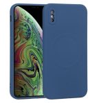 Silicone back cover MagSafe compatible with iPhone X and Xs Dark Blue