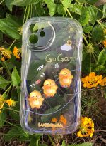 Silicone back cover with cartoon design compatible with iPhone 11 clear