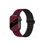 Silicone Loop Magnetic strap For Apple watch band 44mm 40mm 45mm 49mm 41mm 42 46mm Bracelet iWatch series 8 SE 6 7 Ultra 2 9 10 - Wine Red & Black