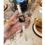 U-shaped buckle woven leather strap for Apple Watch - White