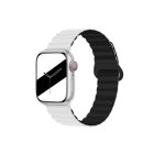 Silicone Loop Magnetic strap For Apple watch band 44mm 40mm 45mm 49mm 41mm 42 46mm Bracelet iWatch series 8 SE 6 7 Ultra 2 9 10 - White & Black