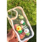 Silicone back cover with cartoon design compatible with iPhone 14 clear