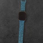 Flower Engraved Bands for Apple Watch 42mm 44mm 45mm 46mm 49mm, New Fashion Sport Strap Replacement Wristbands for iWatch Series - Light Blue