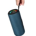 Kisonli Premium Q27Stereo Super Bass RGB 10W Portable Speaker, 1800mAh (3-8 Hr), Built-In Calling MIC, AUX-USB/TF/FM - Blue
