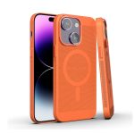 Steel Mesh Heat Dissipation Magnetic Protective Cover for iPhone 14 Breathable Mesh Wireless Charging Case Orange