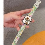 Engraved Floral silm Silicone Strap for Apple Watch Ultra Band 49mm 46mm 45mm 40mm 41mm Bracelet Fashion IWatch Series 10 9 8 7 - Grey