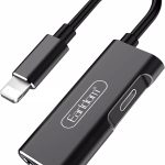 Earldom ET-OT52 2-in-1 Lightning Adapter To Lightning Charger And AUX 3.5mm - Black