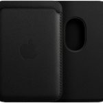 Leather Wallet Strong Magnetic Leather Card Wallet with MagSafe Compatible with iPhone - black