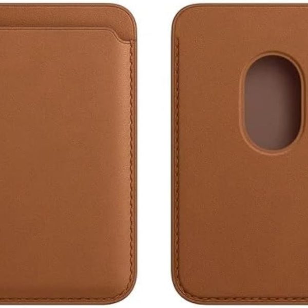 Leather Wallet Strong Magnetic Leather Card Wallet with MagSafe Compatible with iPhone - Brown