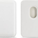Leather Wallet Strong Magnetic Leather Card Wallet with MagSafe Compatible with iPhone - White