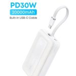 Anker A1688 10000 mAh 10000 mAh Zolo Power Bank, 30W High-Speed Portable Charger with Built-In USB-C Cable, Fast Charging Battery Pack for iPhone 16/16 Plus/16 Pro/16 Pro Max/15/14/13 Series, Galaxy, iPad, and More White