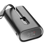 LIN-C - Powerbank 10,000 mAh - Built-in USB-C cable - USB-C Port IN/Out 20 W PD - Black