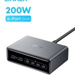 Anker A2683 Prime Charger, 200W 6-Port GaN Charging Station, Fast Charging USB C Charger, Compatible with iPhone 16/15/14 Series, MacBook Pro/Air, iPad Pro, Dell XPS, Samsung S25/S24, Huawei, Xiaomi, Vivo Silver