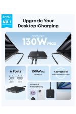 Anker A2155 Nano Charger, 6-Port Charging Station With Ultra-Fast 130W Output, 4 USB C, 2 USB A Ports, Compact and Stylish, For iPhone 16/15/14 Series, iPad, MacBook, Pixel, Galaxy, and More(Non-Battery) - Black - Image 6